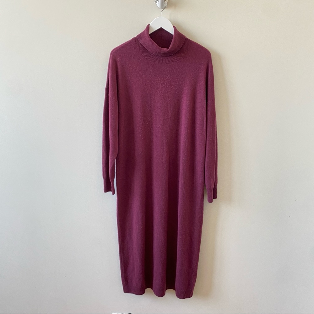 Nordstrom Wool Cashmere Turtleneck Sweater Dress Purple Size XL
